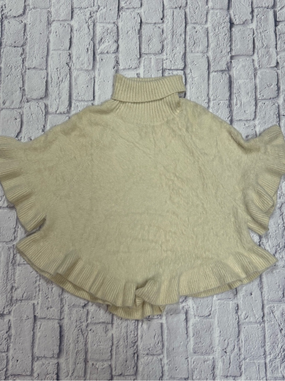 Cozy Cream Turtleneck Ruffle Poncho Sweater